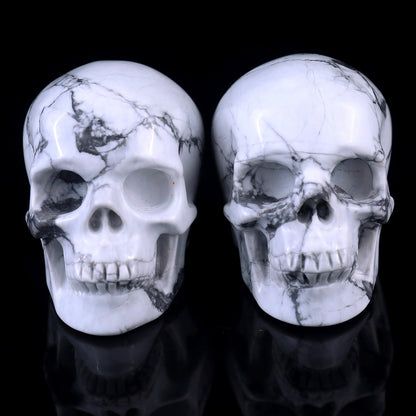 Nicedony 3.0" Howlite Hand Carved Crystal Realistic Skull Sculpture - View 17
