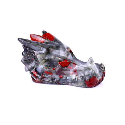 Nicedony 3.1" African Bloodstone Hand Carved Dragon Skull Sculpture