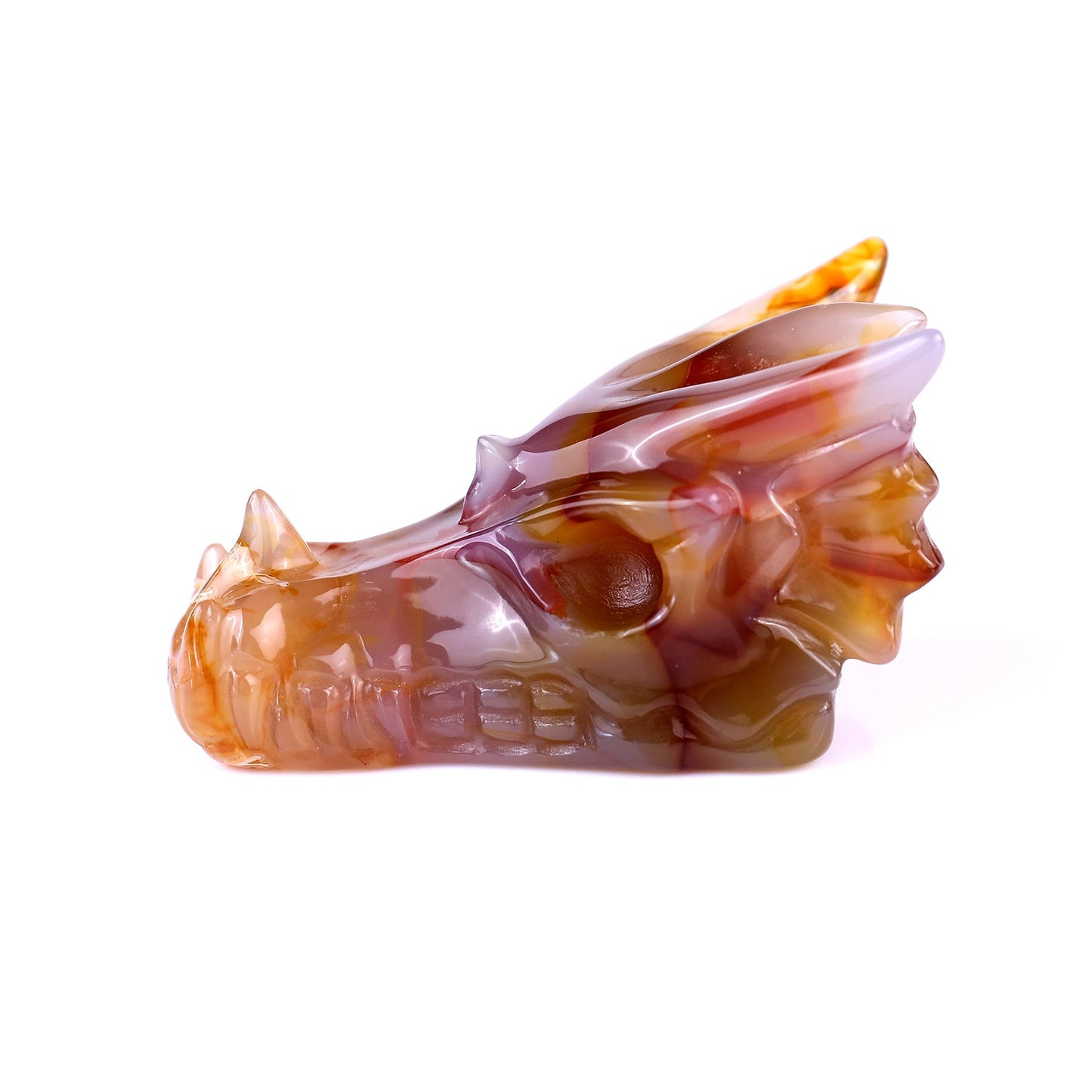 Nicedony 3.1" Agate Hand Carved Crystal Dragon Skull Sculpture - View 4