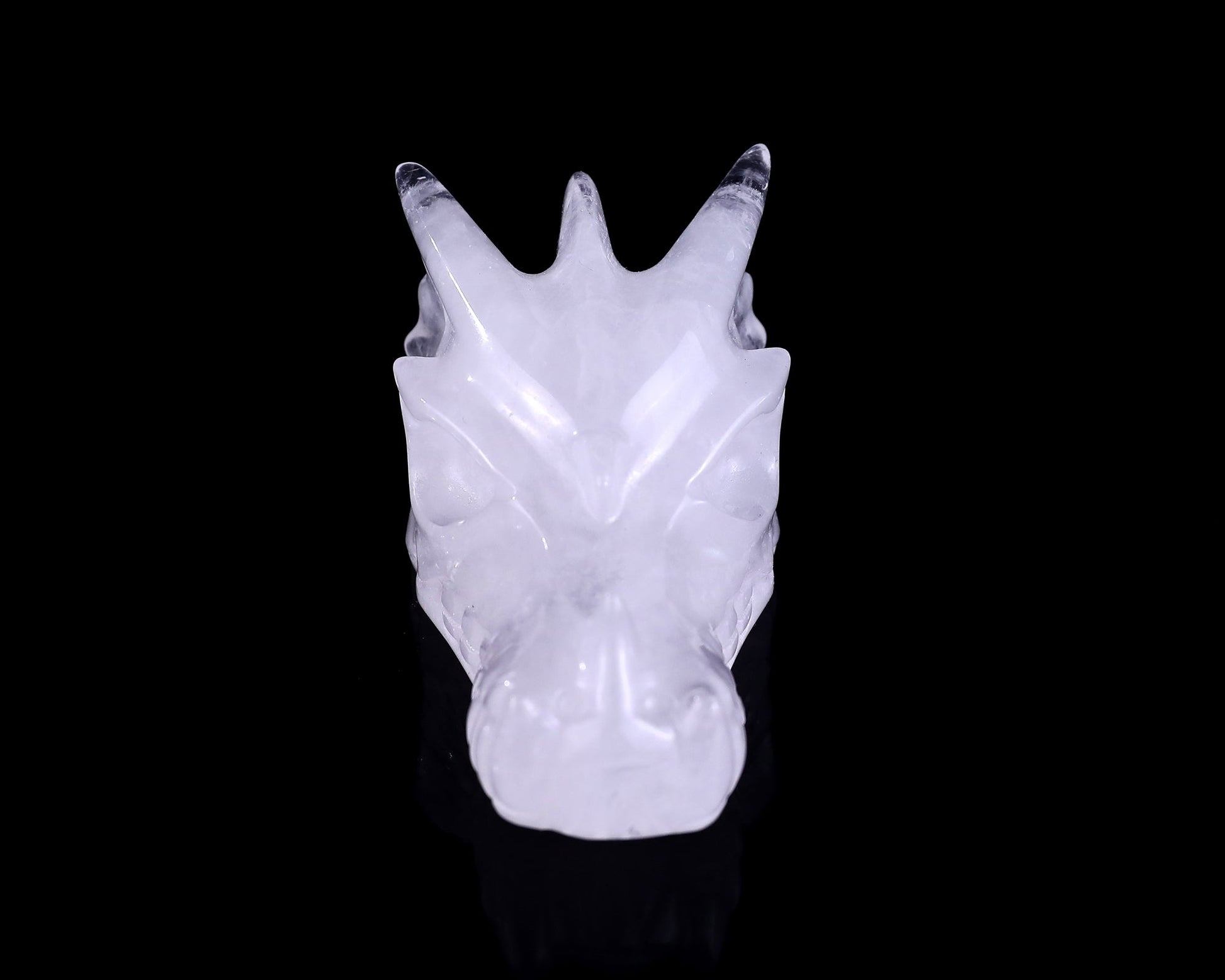 Nicedony 3.1" Angolan Quartz Hand Carved Dragon Skull Sculpture - View 2