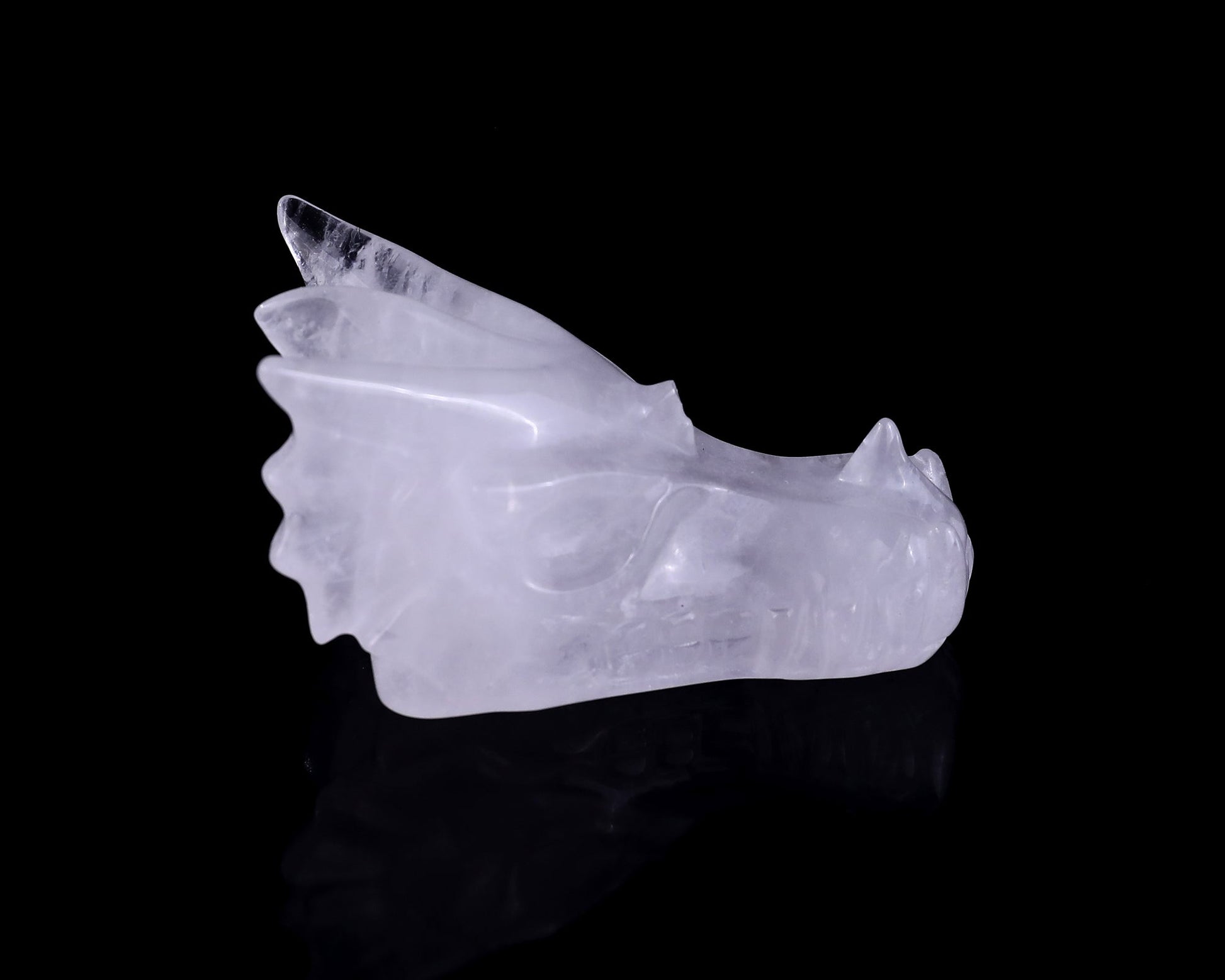 Nicedony 3.1" Angolan Quartz Hand Carved Dragon Skull Sculpture - View 3