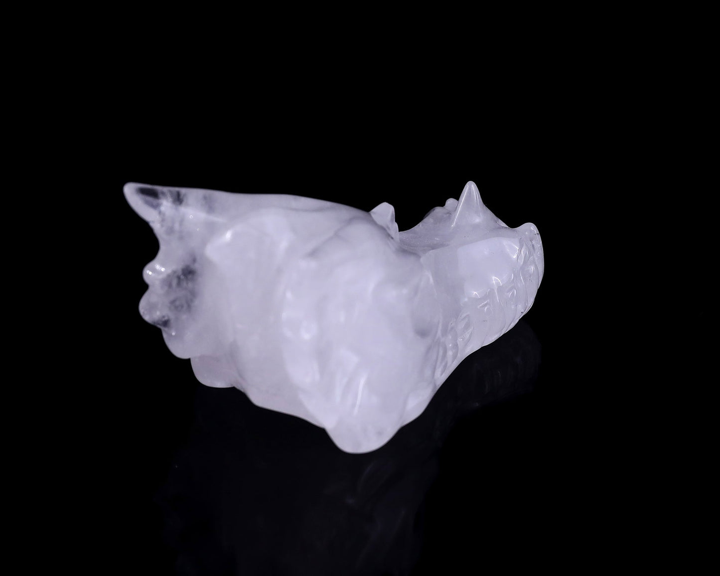 Nicedony 3.1" Angolan Quartz Hand Carved Dragon Skull Sculpture - View 4
