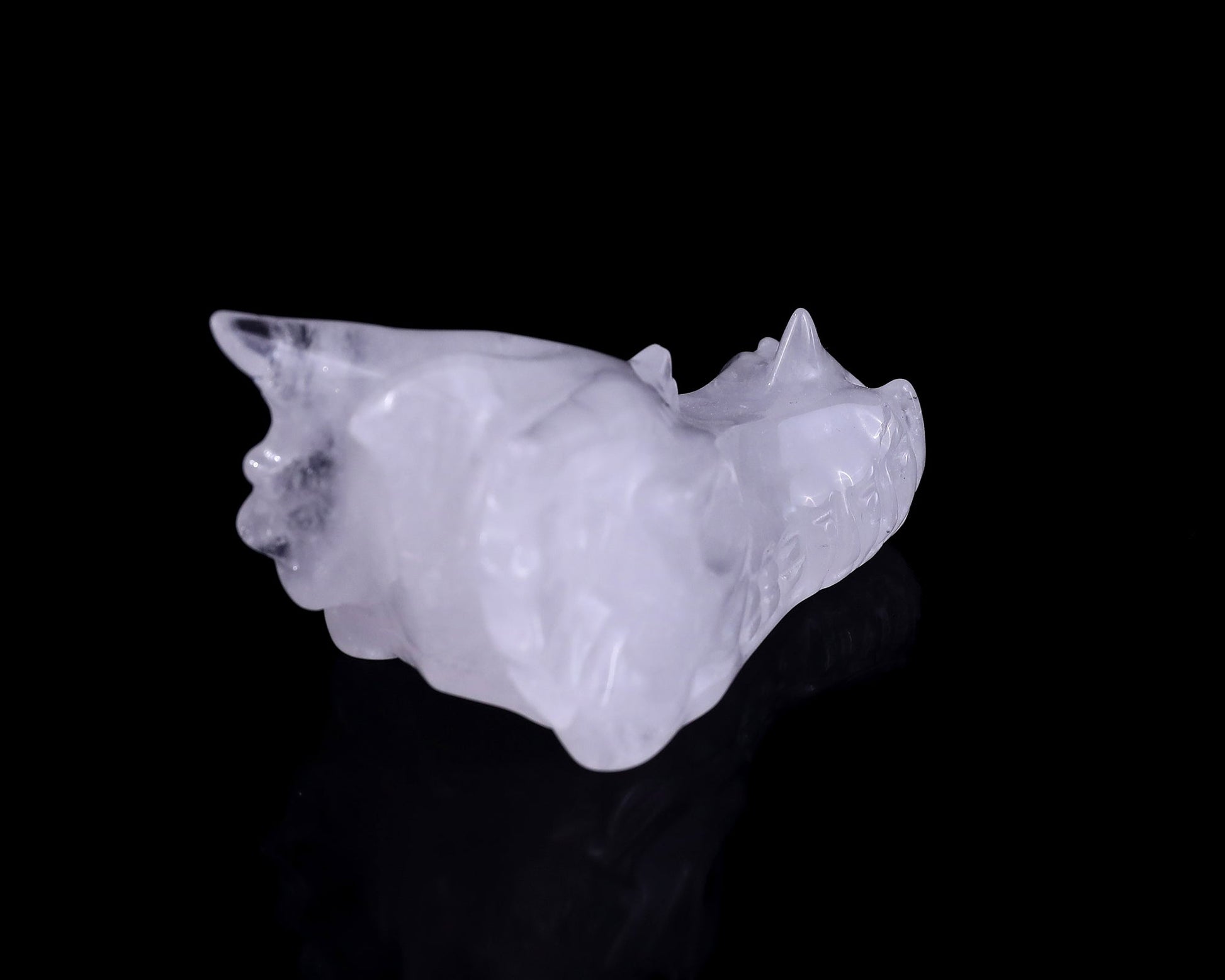 Nicedony 3.1" Angolan Quartz Hand Carved Dragon Skull Sculpture - View 4