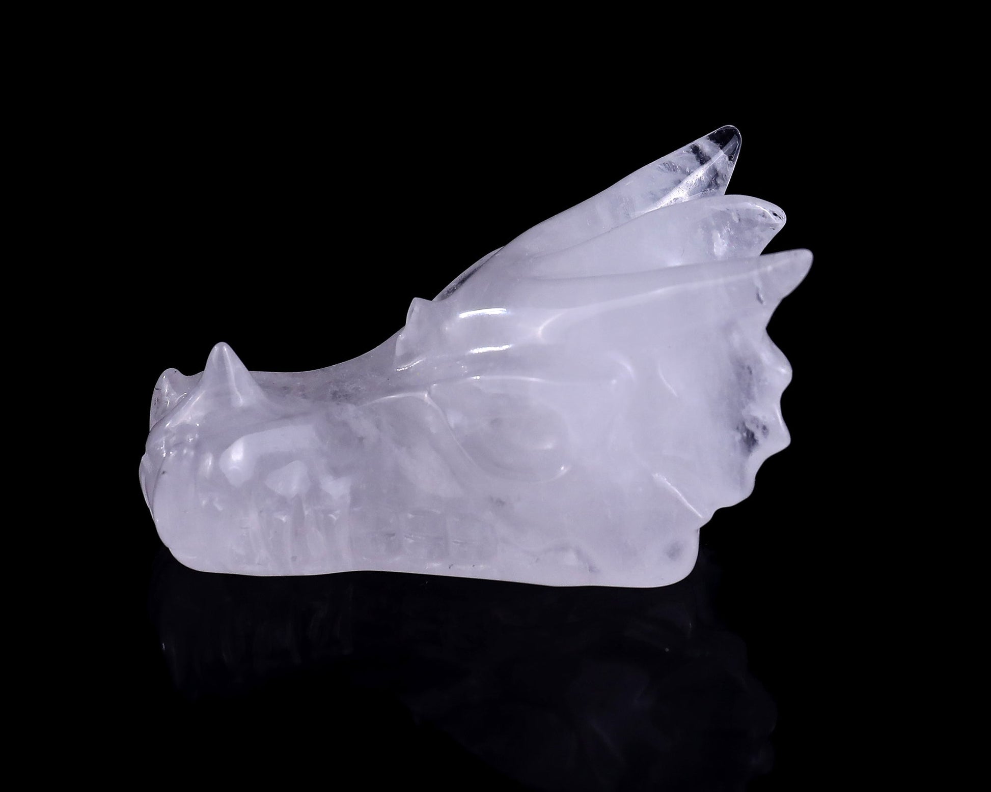 Nicedony 3.1" Angolan Quartz Hand Carved Dragon Skull Sculpture - View 7