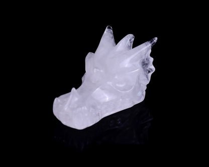 Nicedony 3.1" Angolan Quartz Hand Carved Dragon Skull Sculpture - View 9