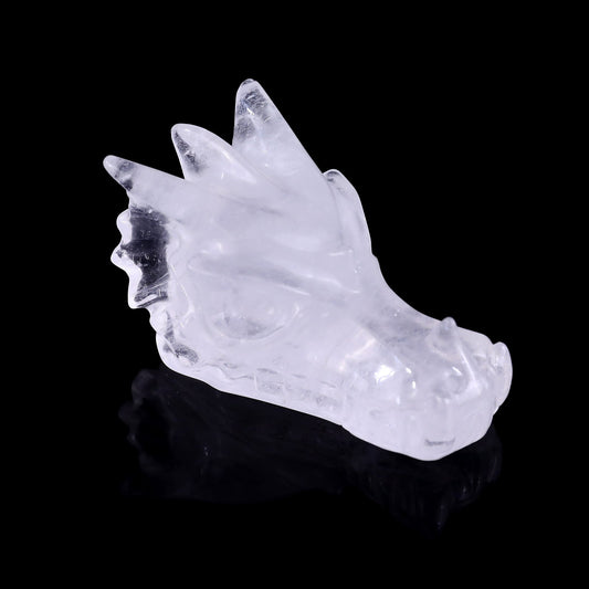 Nicedony 3.1" Angolan Quartz Rock Hand Carved Dragon Skull Sculpture