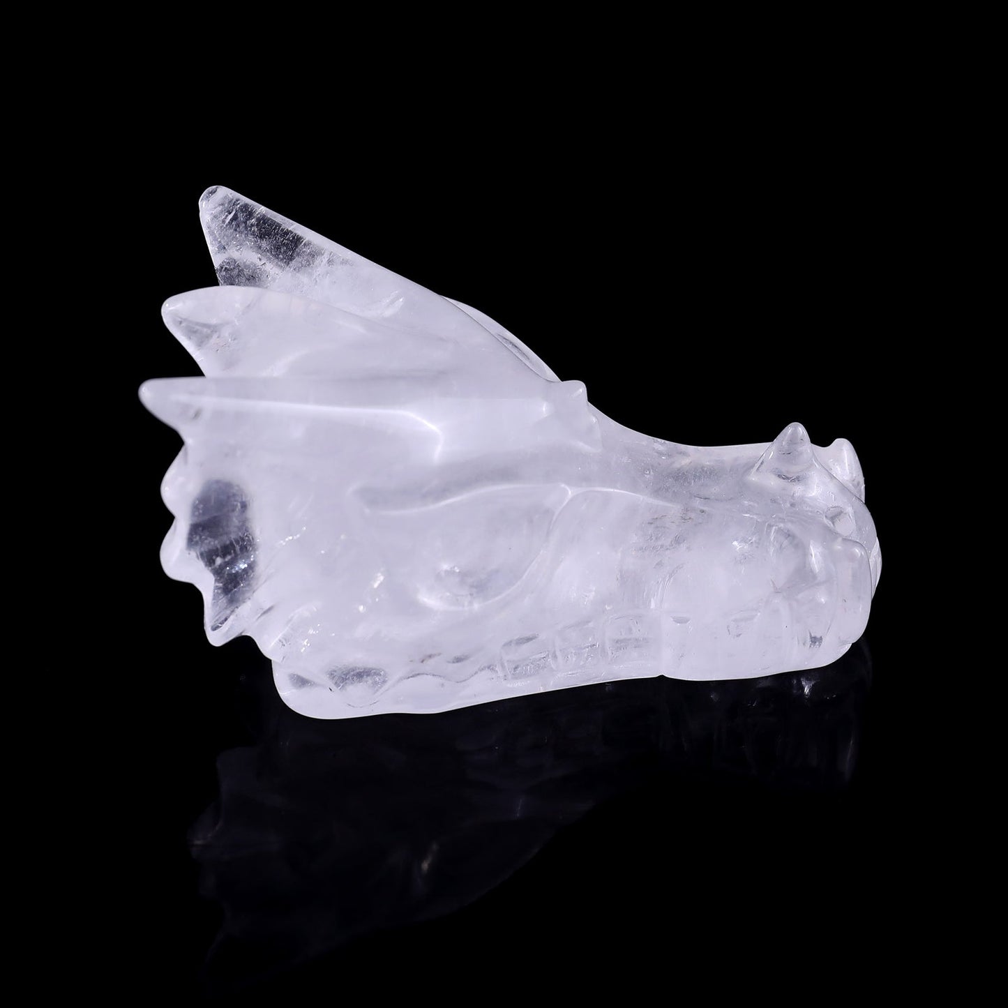 Nicedony 3.1" Angolan Quartz Rock Hand Carved Dragon Skull Sculpture - View 3