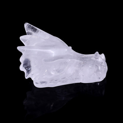 Nicedony 3.1" Angolan Quartz Rock Hand Carved Dragon Skull Sculpture - View 3