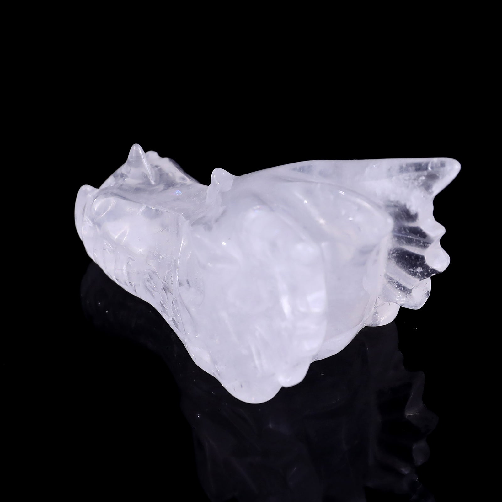 Nicedony 3.1" Angolan Quartz Rock Hand Carved Dragon Skull Sculpture - View 5