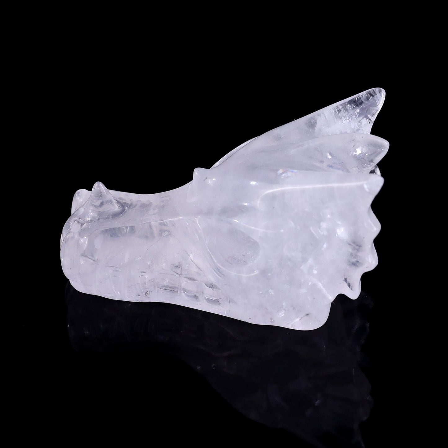 Nicedony 3.1" Angolan Quartz Rock Hand Carved Dragon Skull Sculpture - View 6