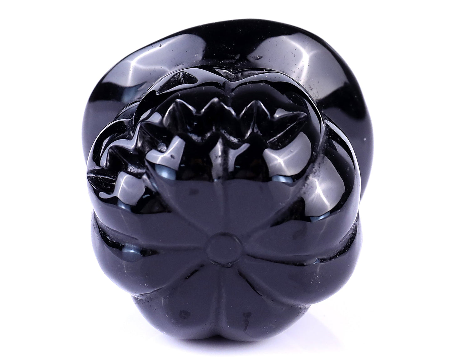 Nicedony 3.1" Black Obsidian Hand Carved Crystal Pumpkin Wizard - View 6