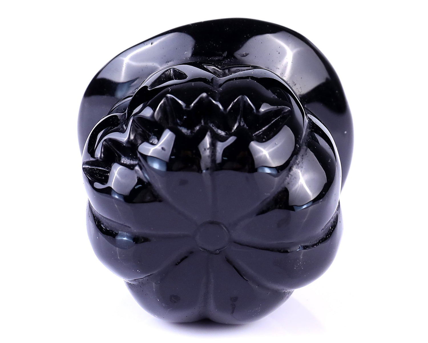 Nicedony 3.1" Black Obsidian Hand Carved Crystal Pumpkin Wizard (SKU: 3100055) - Photo 6