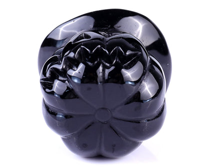 Nicedony 3.1" Black Obsidian Hand Carved Crystal Pumpkin Wizard - View 6