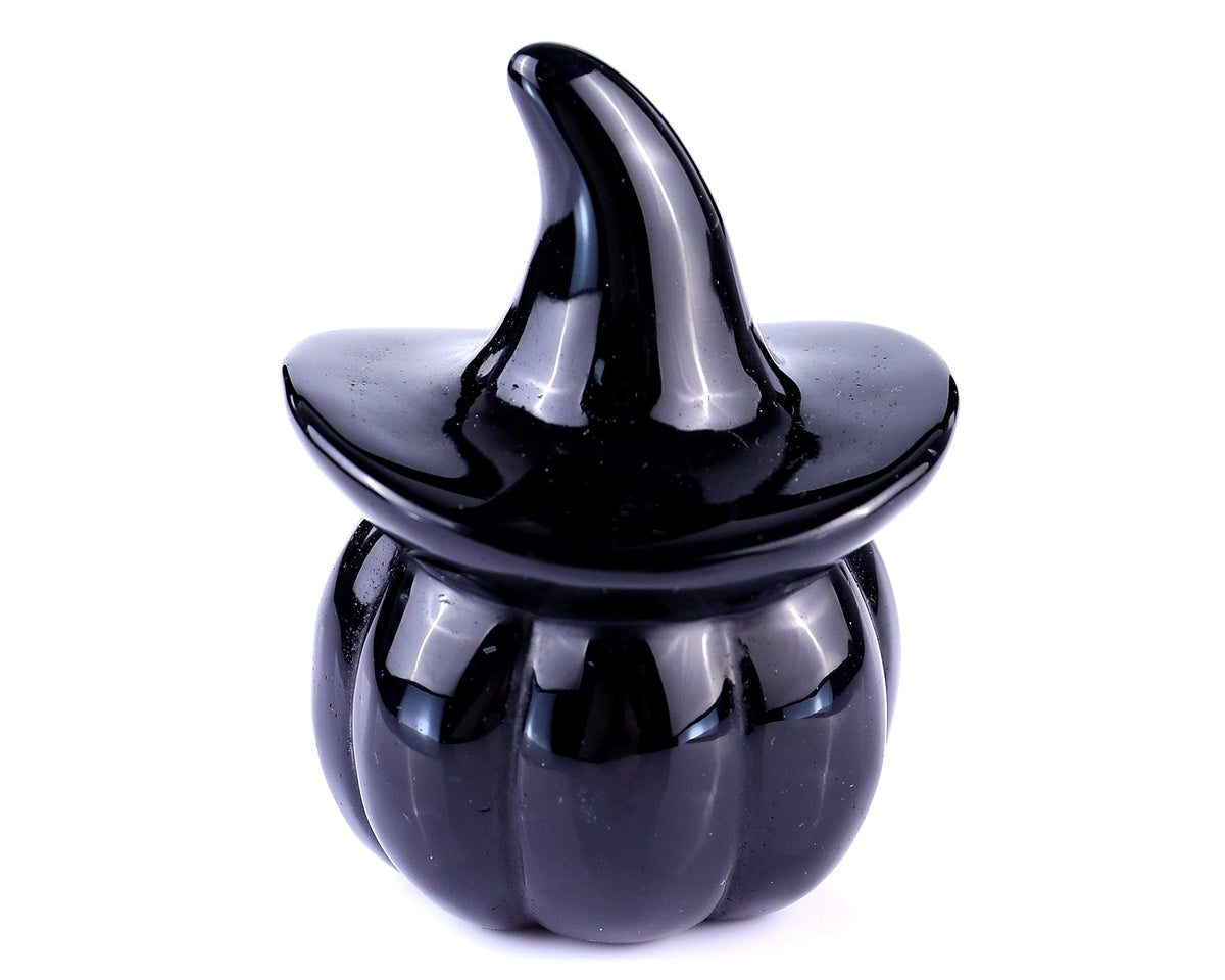 Nicedony 3.1" Black Obsidian Hand Carved Crystal Pumpkin Wizard (SKU: 3100055) - Photo 5