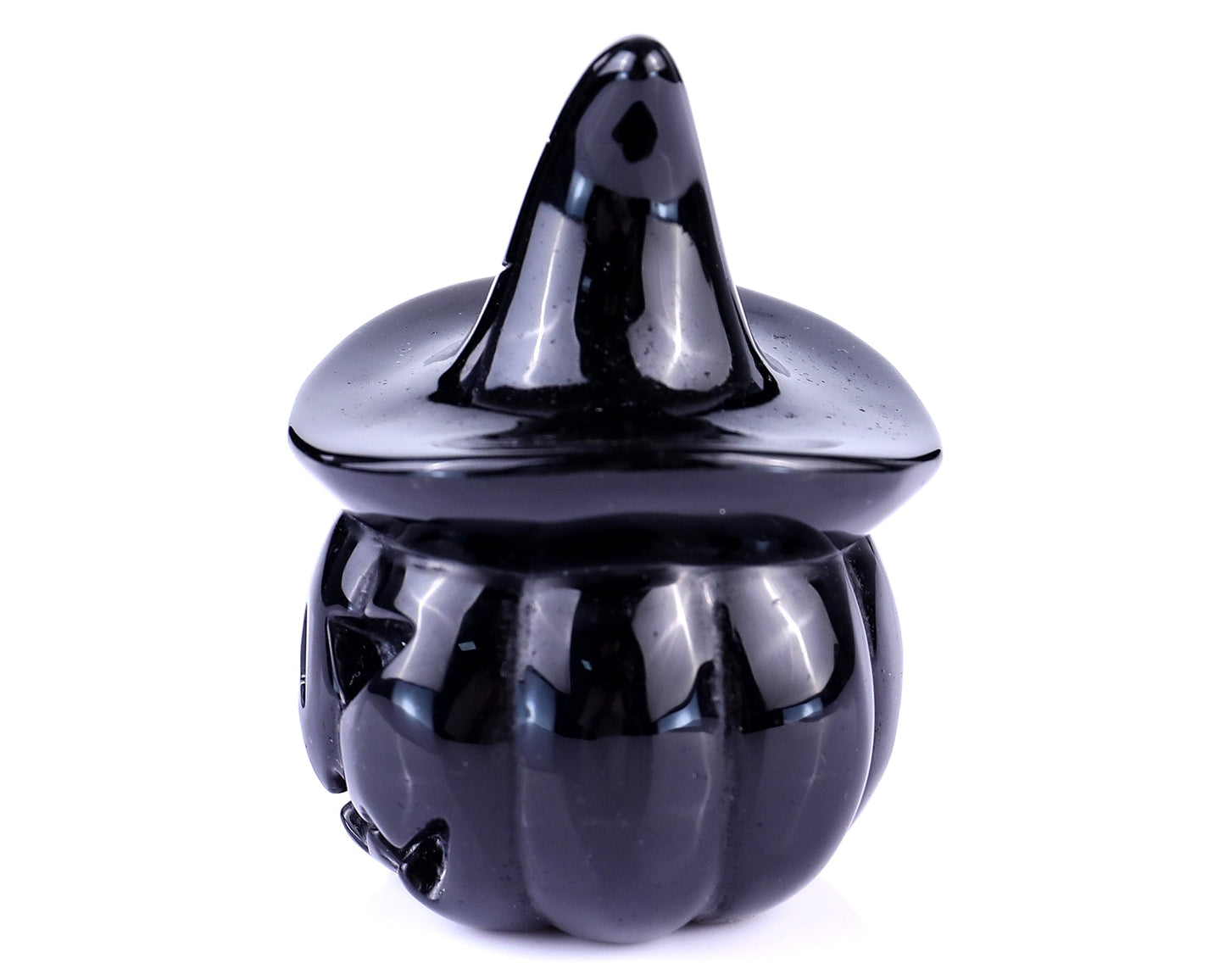 Nicedony 3.1" Black Obsidian Hand Carved Crystal Pumpkin Wizard - View 4