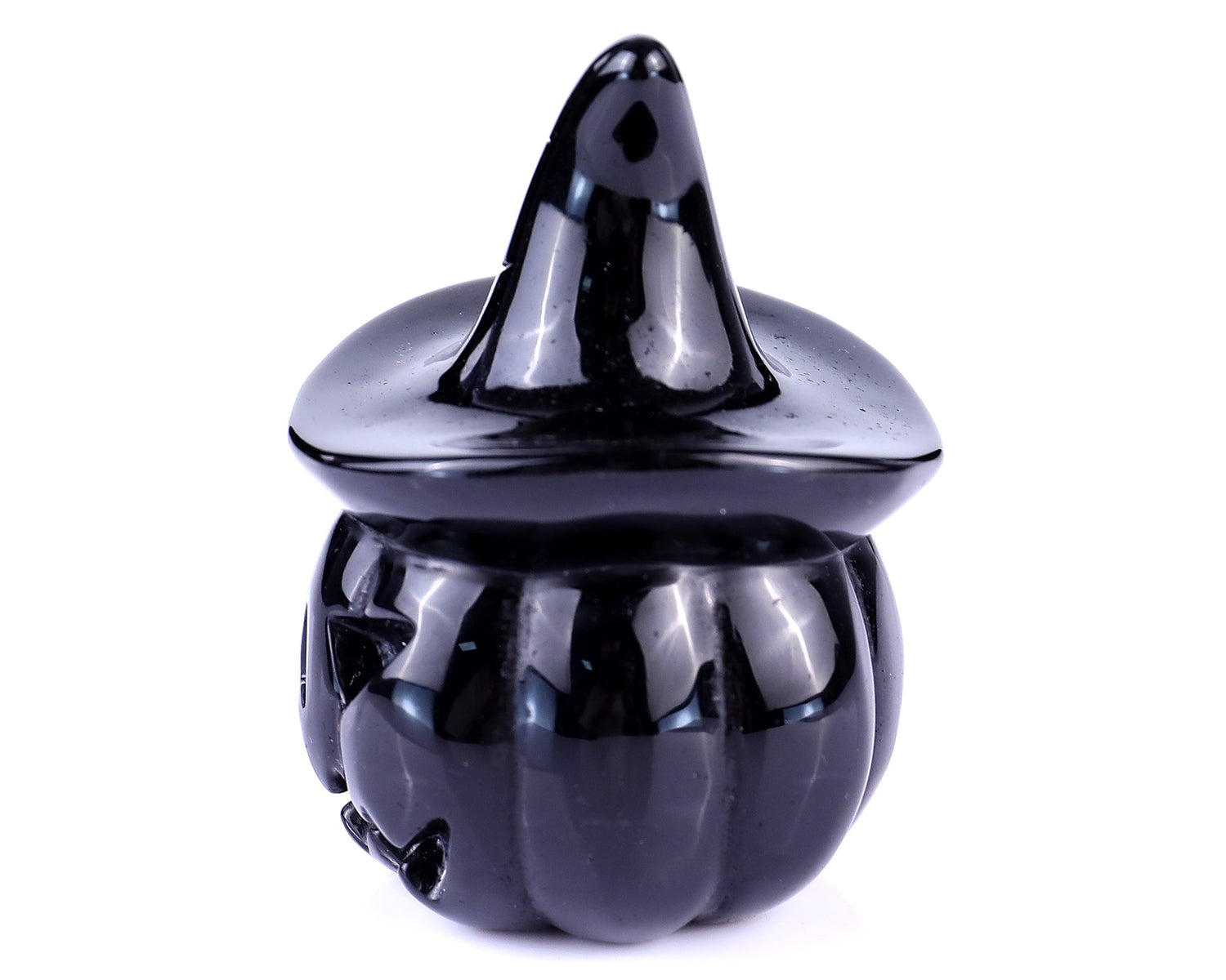 Nicedony 3.1" Black Obsidian Hand Carved Crystal Pumpkin Wizard (SKU: 3100055) - Photo 4