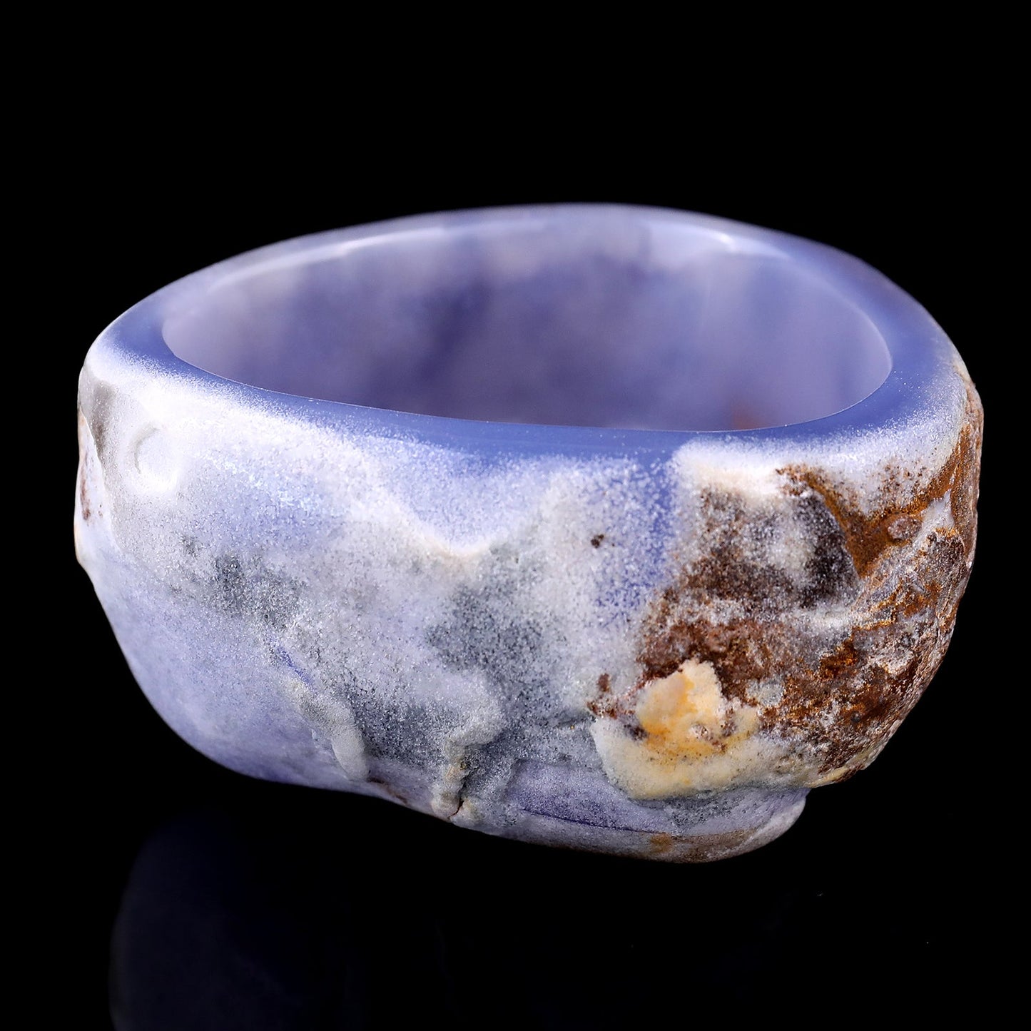 Nicedony 3.1" Blue Chalcedony Hand Carved Crystal Bowl