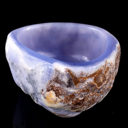Nicedony 3.1" Blue Chalcedony Hand Carved Crystal Bowl - View 6