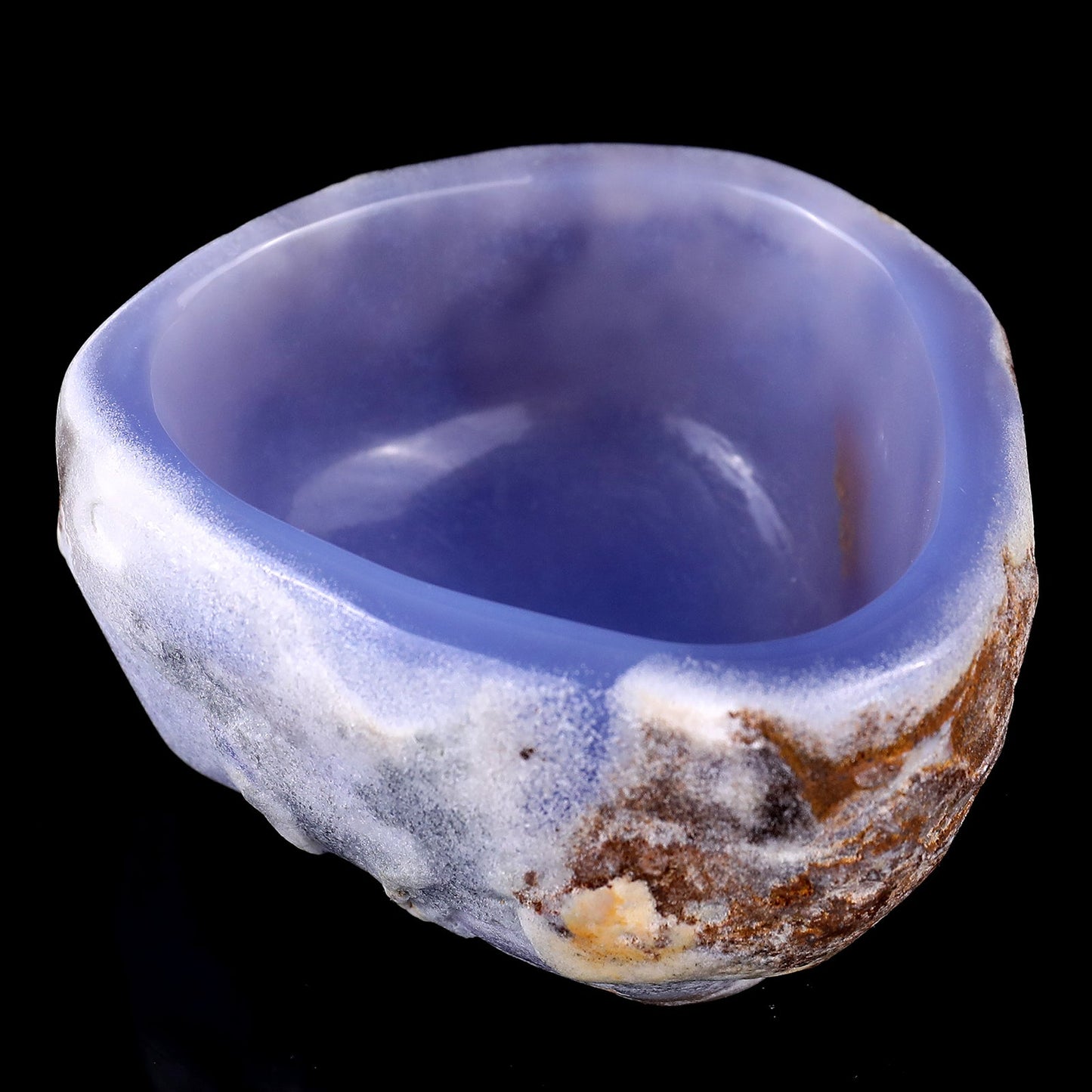 Nicedony 3.1" Blue Chalcedony Hand Carved Crystal Bowl - View 8