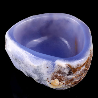 Nicedony 3.1" Blue Chalcedony Hand Carved Crystal Bowl - View 8