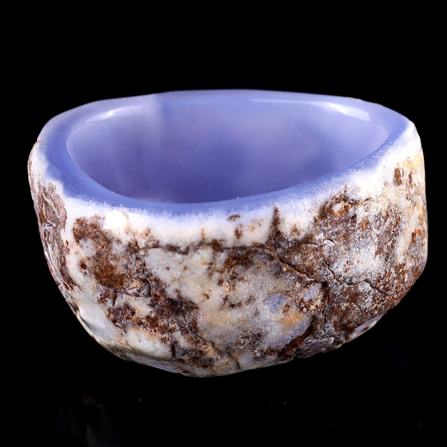 Nicedony 3.1" Blue Chalcedony Hand Carved Crystal Bowl - View 4