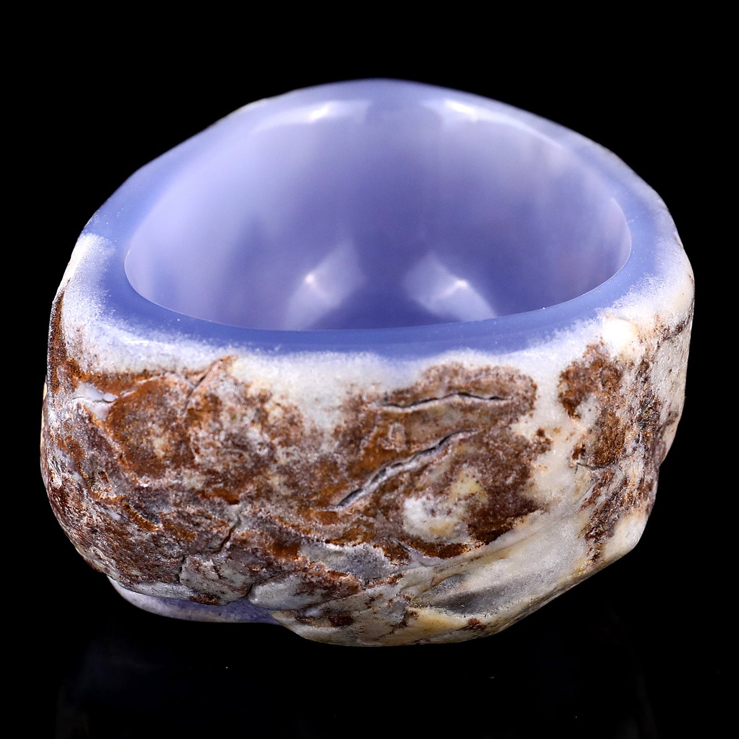 Nicedony 3.1" Blue Chalcedony Hand Carved Crystal Bowl - View 5
