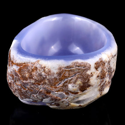 Nicedony 3.1" Blue Chalcedony Hand Carved Crystal Bowl - View 5