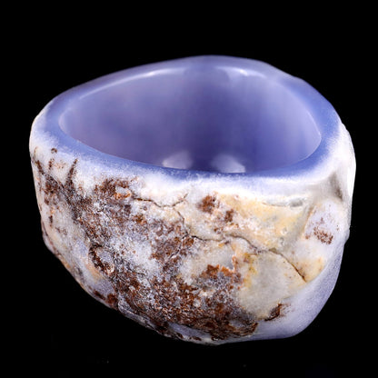 Nicedony 3.1" Blue Chalcedony Hand Carved Crystal Bowl - View 3