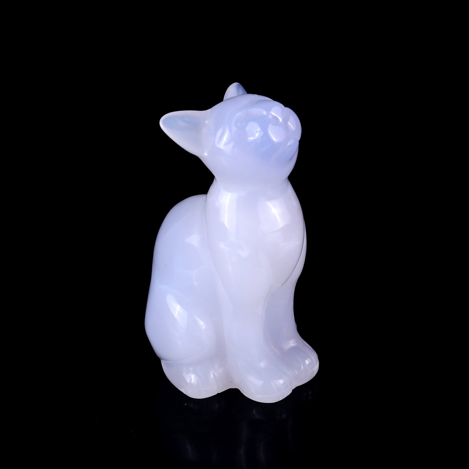 Nicedony 3.1" Blue Chalcedony Hand Carved Crystal Cat Sculpture - 1