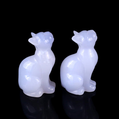 Nicedony 3.1" Blue Chalcedony Hand Carved Crystal Cat Sculpture - View 7
