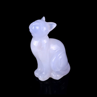 Nicedony 3.1" Blue Chalcedony Hand Carved Crystal Cat Sculpture - View 10