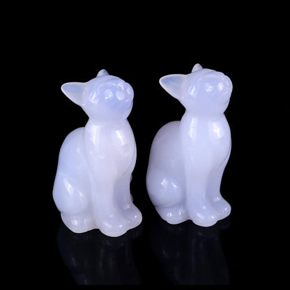 Nicedony 3.1" Blue Chalcedony Hand Carved Crystal Cat Sculpture - View 4