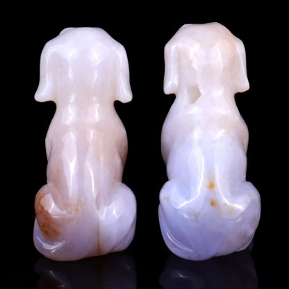 Nicedony 3.1" Blue Chalcedony Hand Carved Crystal Dog Sculpture - View 7