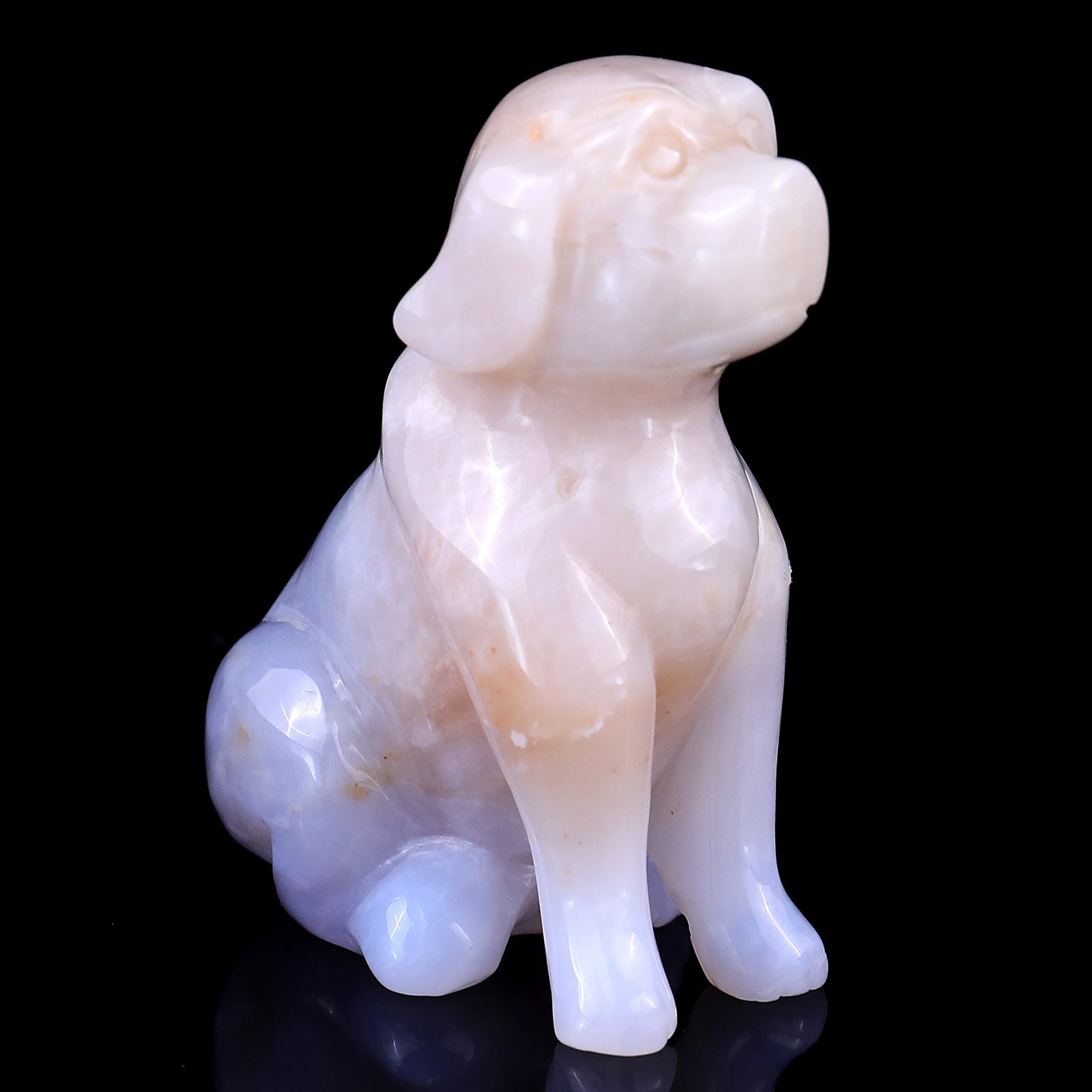 Nicedony 3.1" Blue Chalcedony Hand Carved Crystal Dog Sculpture - 1