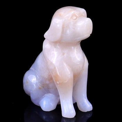 Nicedony 3.1" Blue Chalcedony Hand Carved Crystal Dog Sculpture - 1