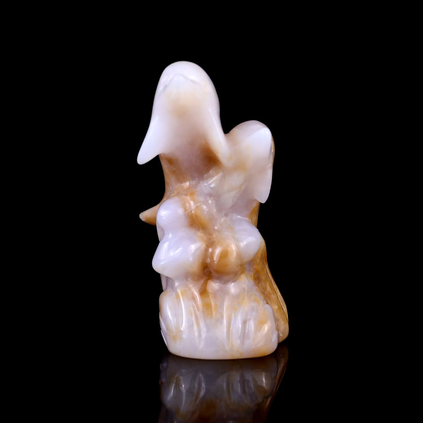 Nicedony 3.1" Blue Chalcedony Hand Carved Crystal Dolphins Sculpture - #2100075