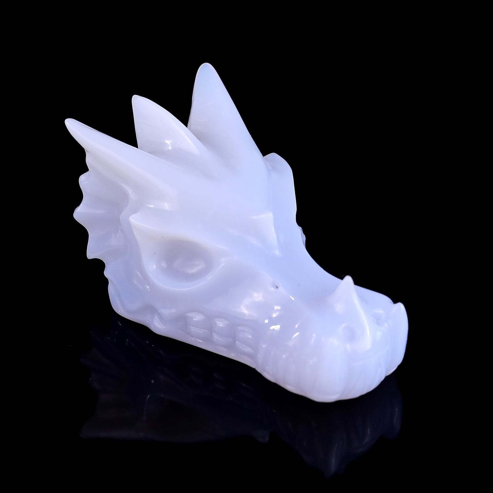 Nicedony 3.1" Blue Chalcedony Hand Carved Dragon Skull Sculpture - View 10