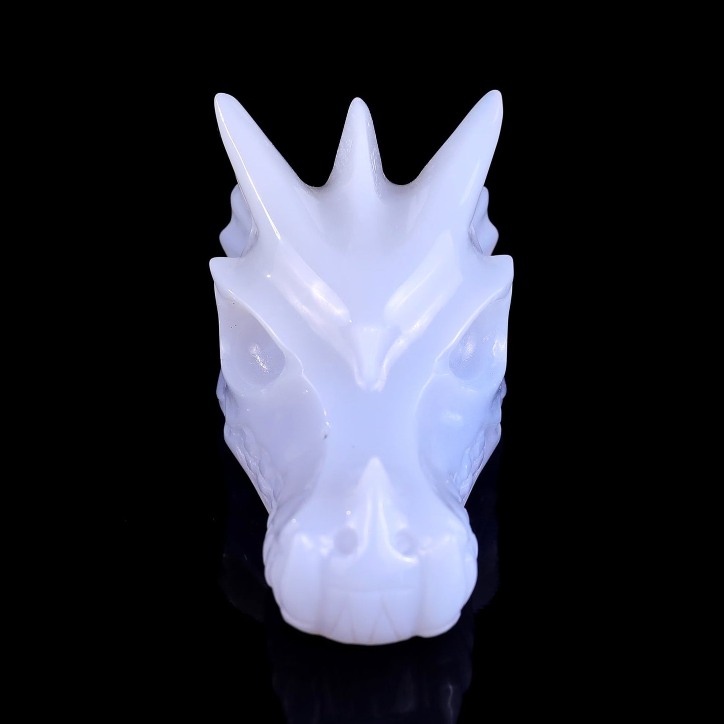 Nicedony 3.1" Blue Chalcedony Hand Carved Dragon Skull Sculpture - View 11