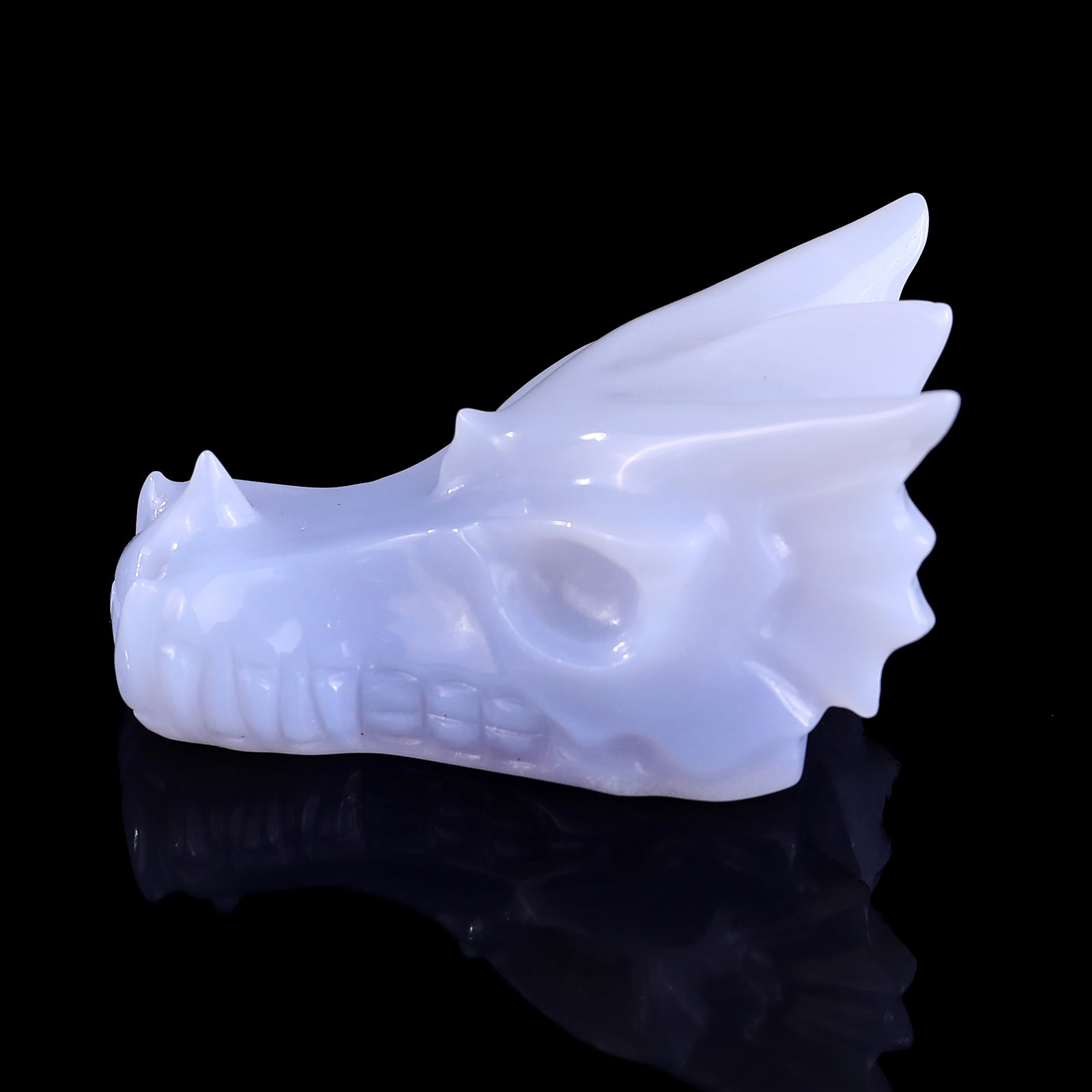 Nicedony 3.1" Blue Chalcedony Hand Carved Dragon Skull Sculpture - View 13