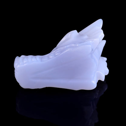 Nicedony 3.1" Blue Chalcedony Hand Carved Dragon Skull Sculpture - View 14