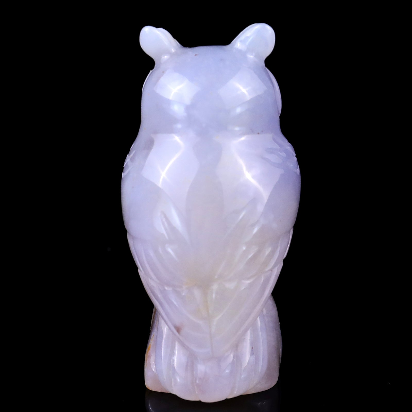 Nicedony 3.1" Blue Chalcedony Hand Carved Crystal Owl Sculpture - View 5