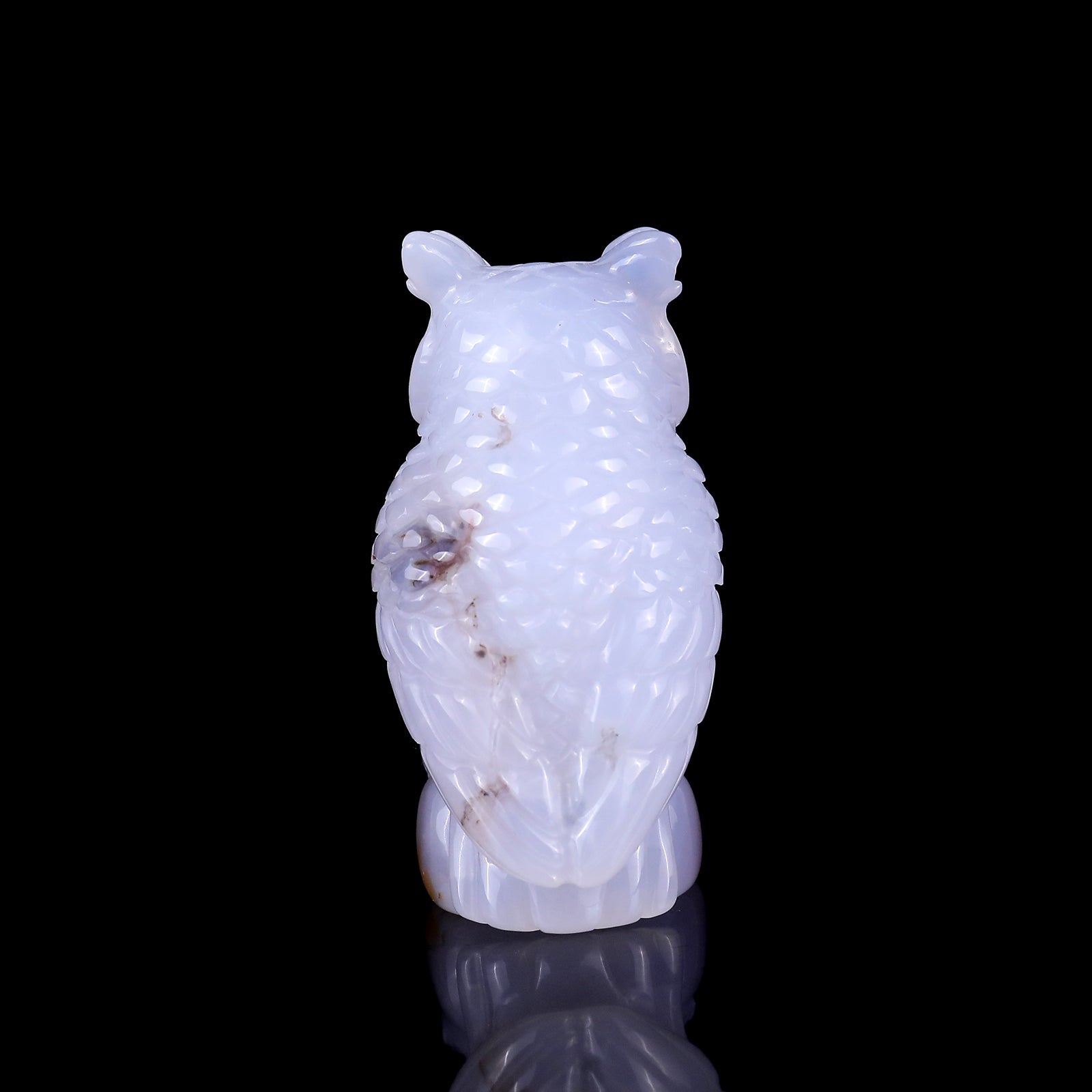 Nicedony 3.1" Blue Chalcedony Hand Carved Crystal Owl Sculpture - View 12