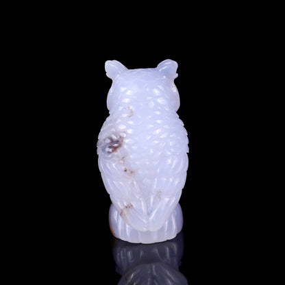 Nicedony 3.1" Blue Chalcedony Hand Carved Crystal Owl Sculpture - View 12