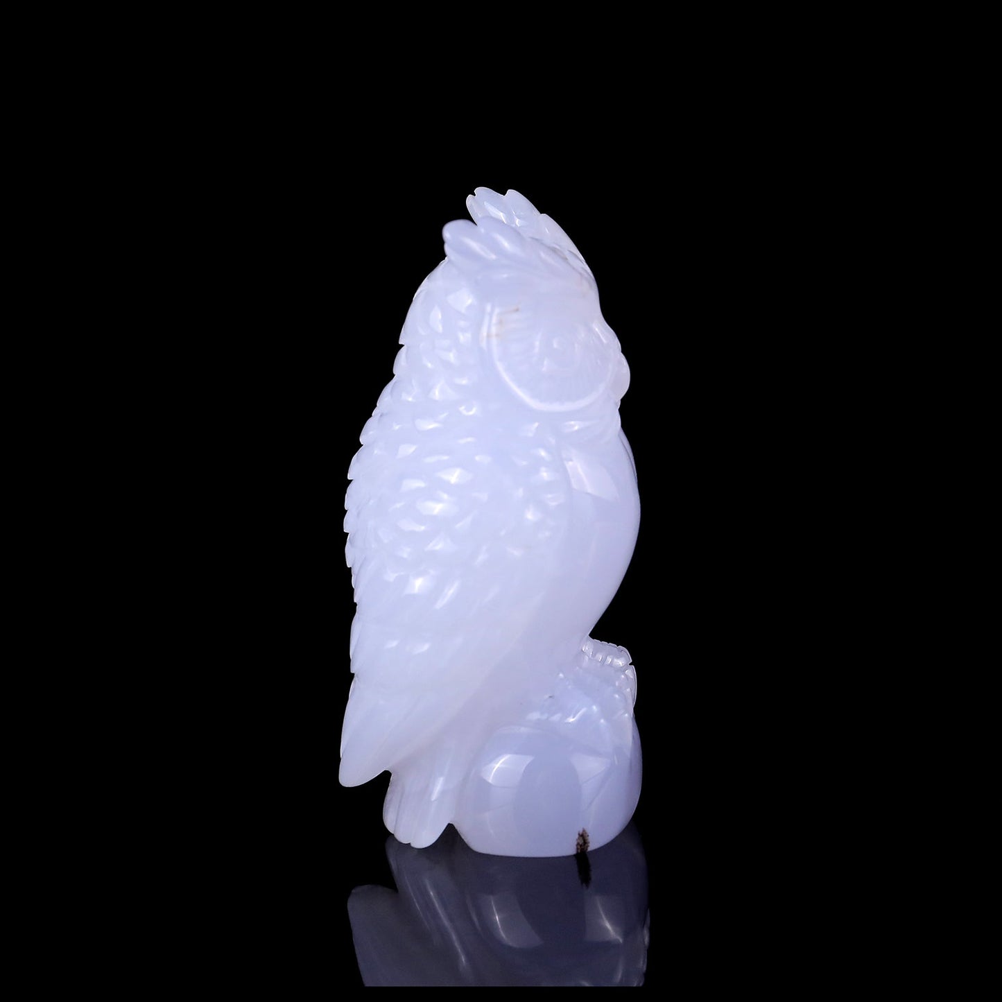 Nicedony 3.1" Blue Chalcedony Hand Carved Crystal Owl Sculpture - View 10