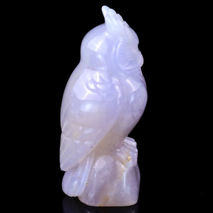 Nicedony 3.1" Blue Chalcedony Hand Carved Crystal Owl Sculpture - View 3
