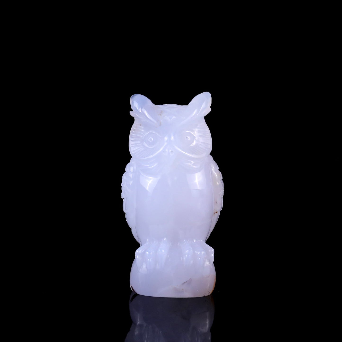 Nicedony 3.1" Blue Chalcedony Hand Carved Crystal Owl Sculpture - View 9