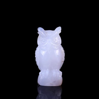 Nicedony 3.1" Blue Chalcedony Hand Carved Crystal Owl Sculpture - View 9