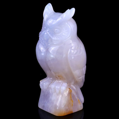Nicedony 3.1" Blue Chalcedony Hand Carved Crystal Owl Sculpture - View 7