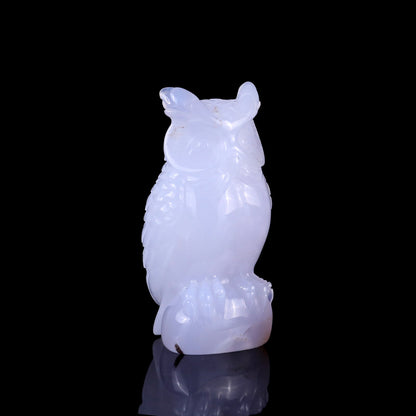 Nicedony 3.1" Blue Chalcedony Hand Carved Crystal Owl Sculpture - View 14