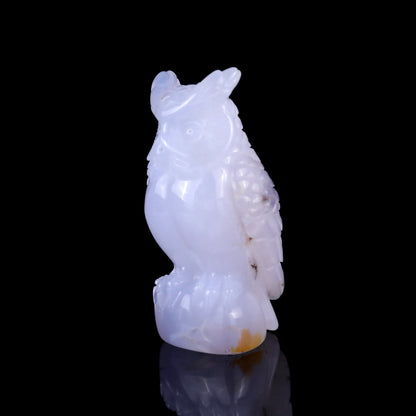 Nicedony 3.1" Blue Chalcedony Hand Carved Crystal Owl Sculpture - View 8